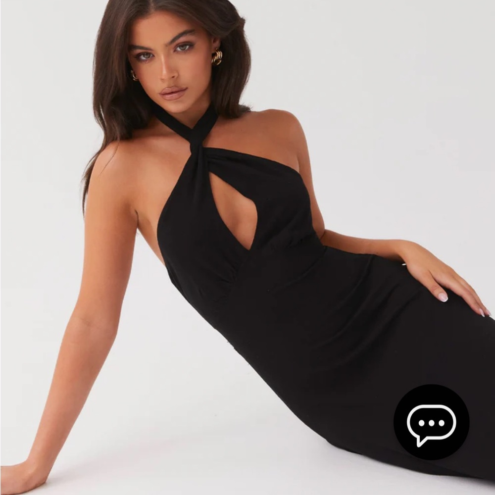 Peppermayo Black Adrienne halter maxi dress